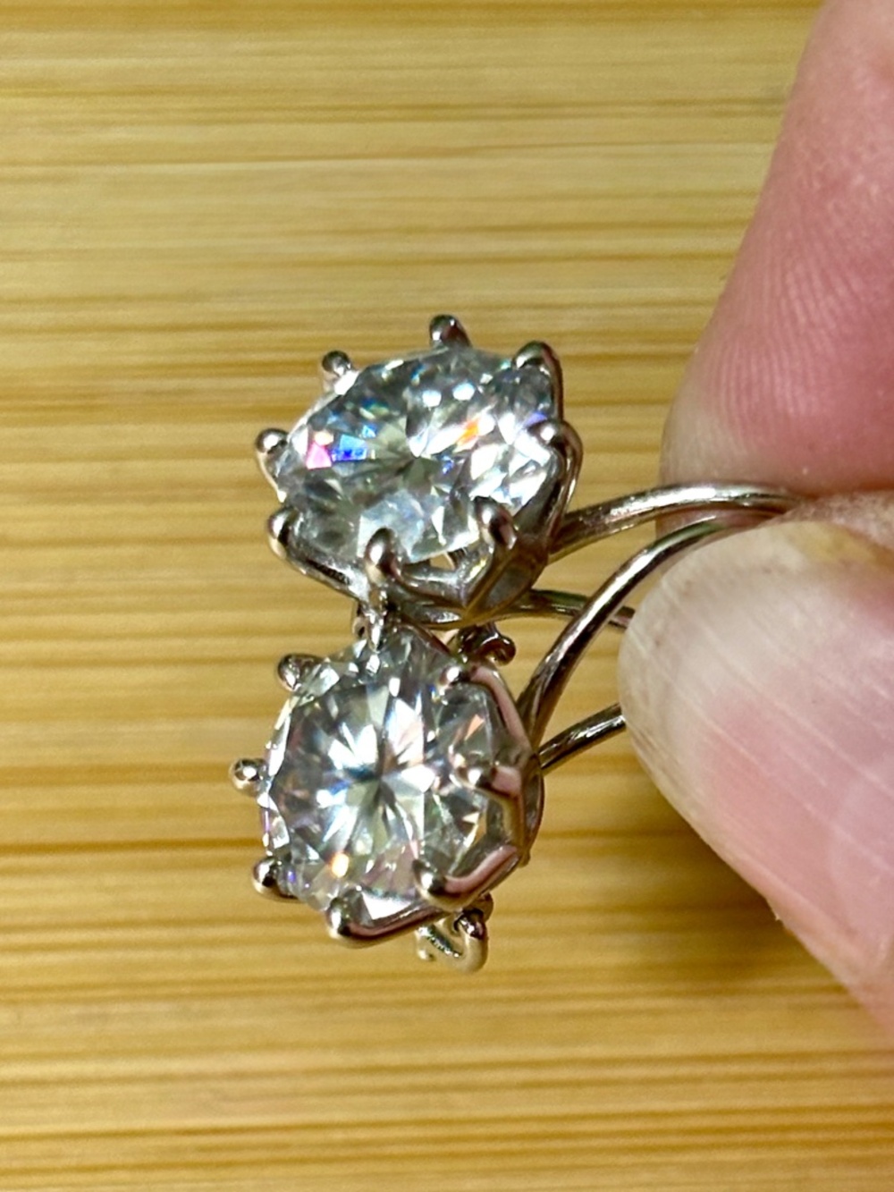 8ctw Moissanite buckle back earrings in 935 Argentium silver! Classy! - Picture 6 of 16